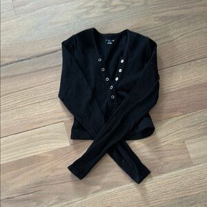 Urban Outfitters Black Long Sleeve ribbed crop Top